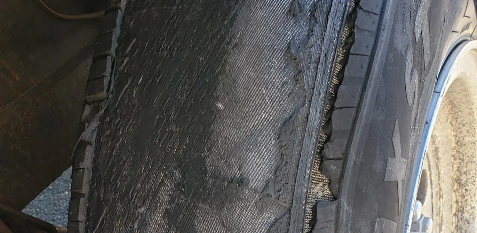 Damaged tire sidewall